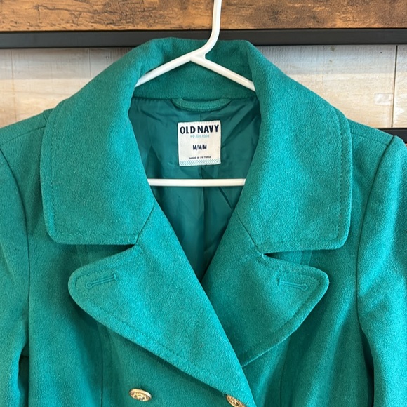 🍀Old Navy Green medium pea coat- St Patrick’s Day!🍀 - Picture 2 of 5